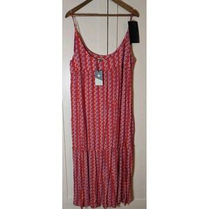 Tuckernuck Maxi Dress XXXL Red Meade Heat Wave Abstract Floral Tank‎ Sleeveless